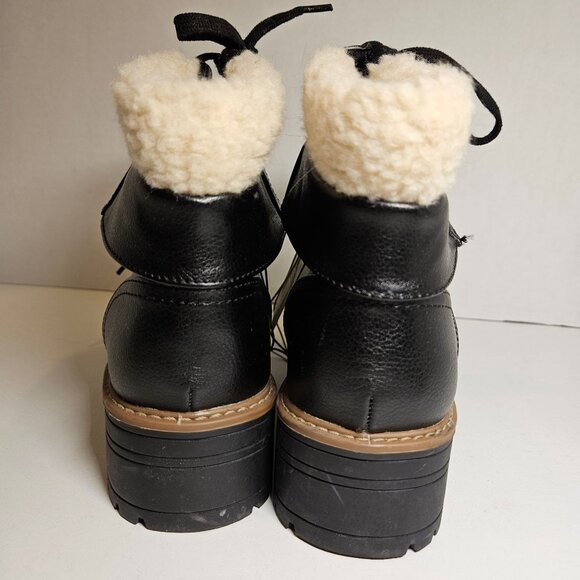 NWT Universal Thread Boots Womens 9.5 Karissa Black Lace Up Ankle Faux Sherpa - Picture 8 of 11